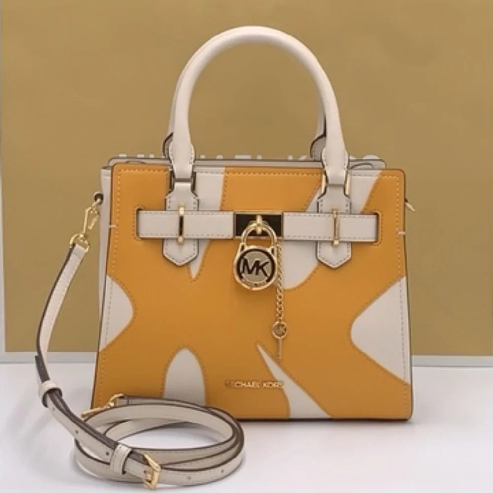 MICHAEL KORS Hamilton Small Two-Tone Satchel GOLDEN ROD MULTI color